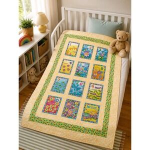 Handmade Counting Garden Baby Quilt 38x55 Ladybug Butterfly Bugs Flowers